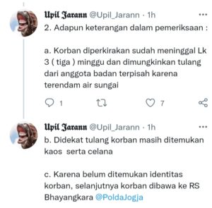 Screenshot cuitan akun Twitter @Upil_Jarann